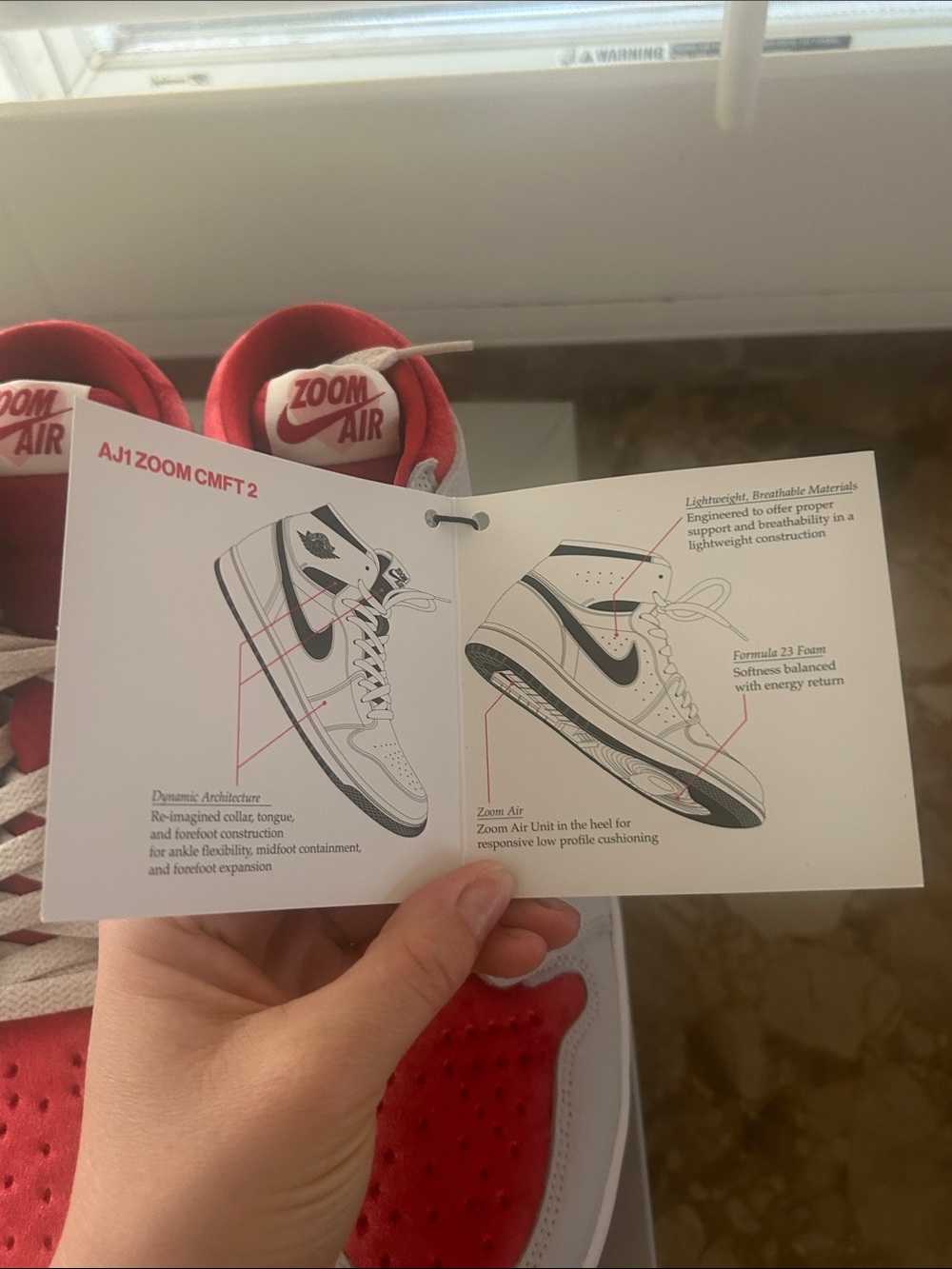 BNIB Nike Jordan BNIB Gray Shoe Box with red  Logo Accent Womens 8.5 - Picture 8 of 15